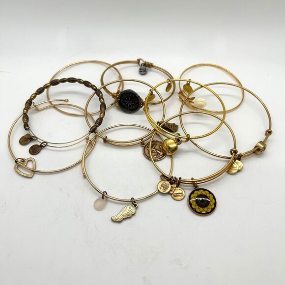 Lot Of 10 Gold-Tone Bracelets 4 Alex And Ani 1 Avon 1 Wind And Fire - Picture 7 of 10